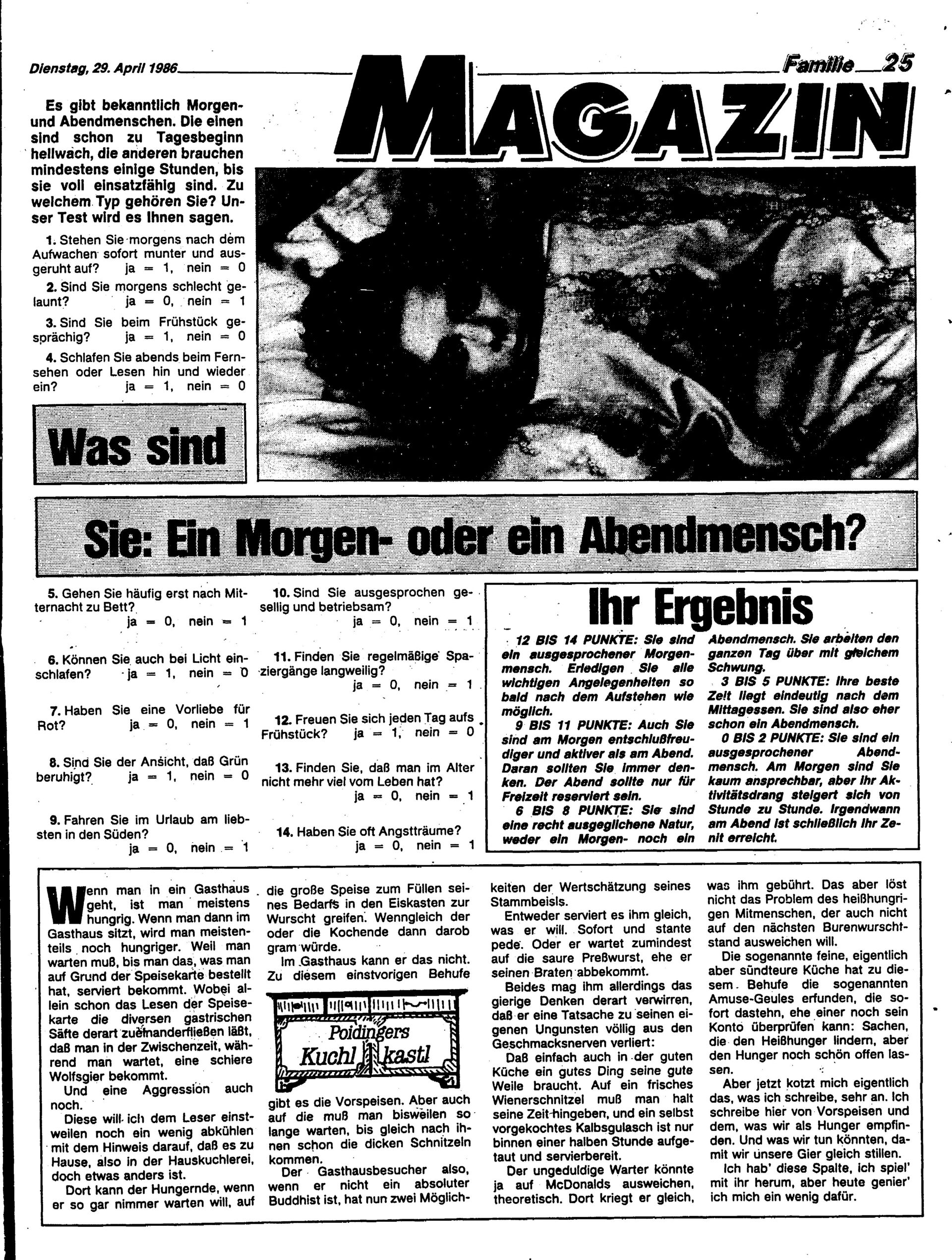 Ausgabe Di. 29.04.1986, Seite 25