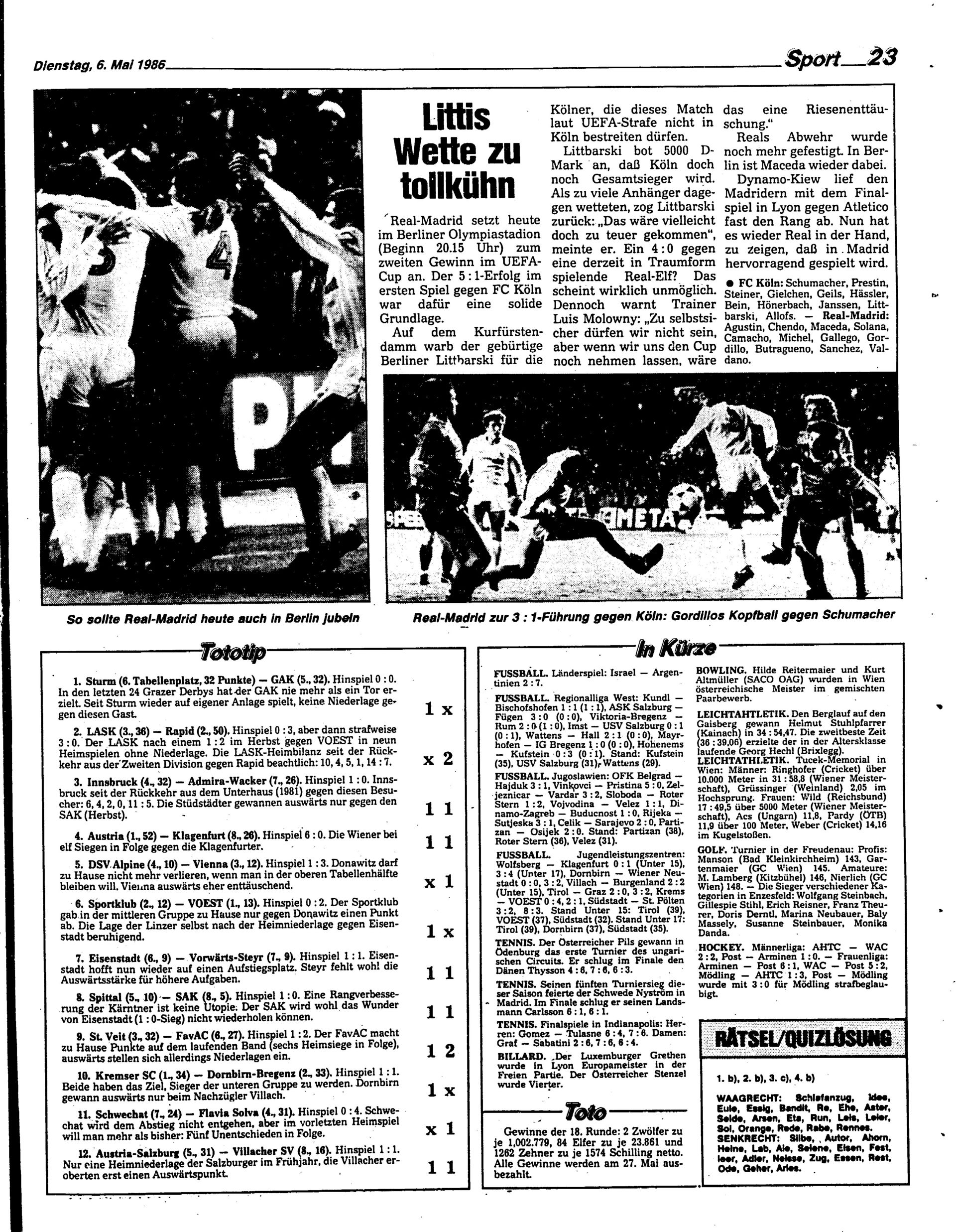 Ausgabe Di. 06.05.1986, Seite 23