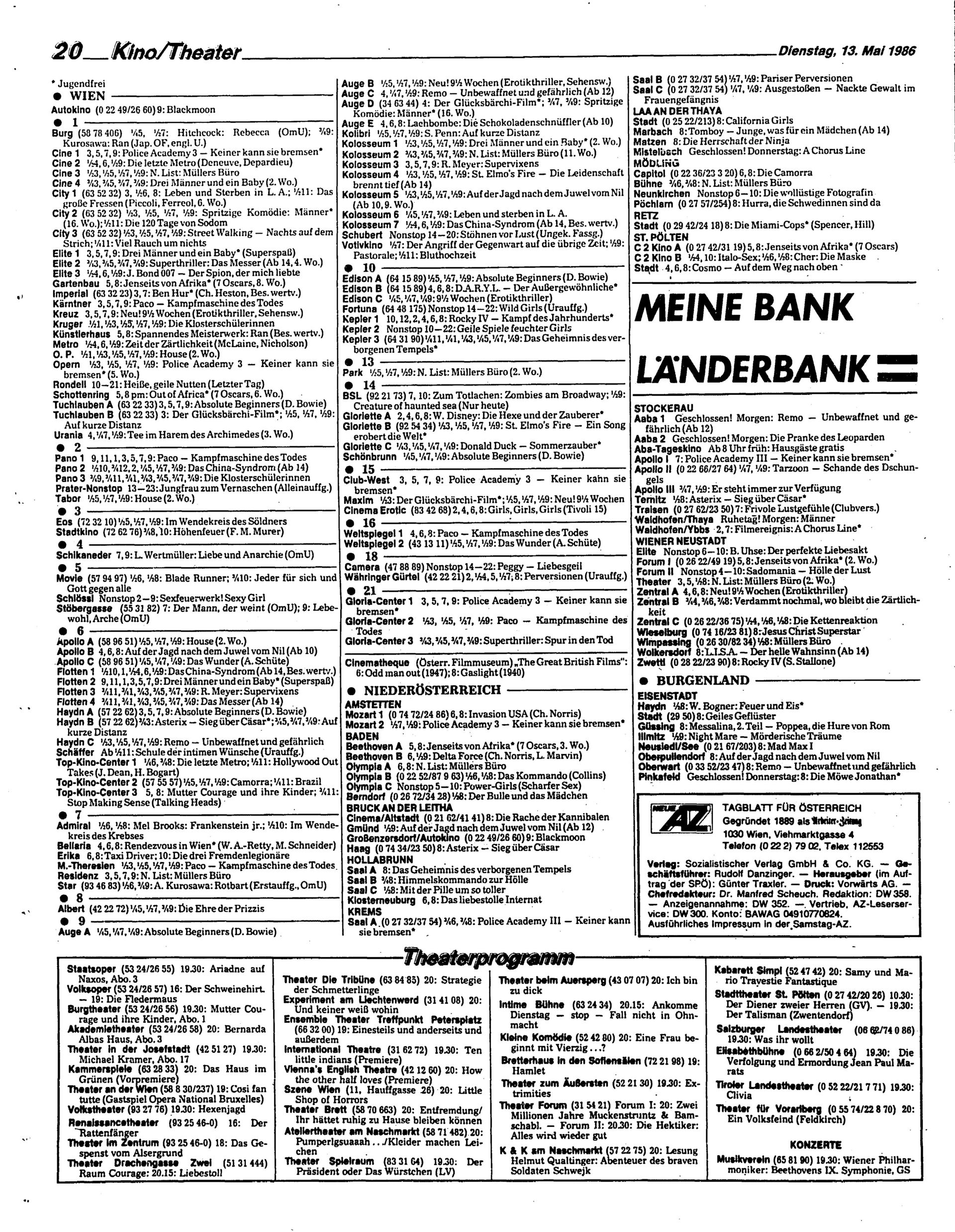 Ausgabe Di. 13.05.1986, Seite 20