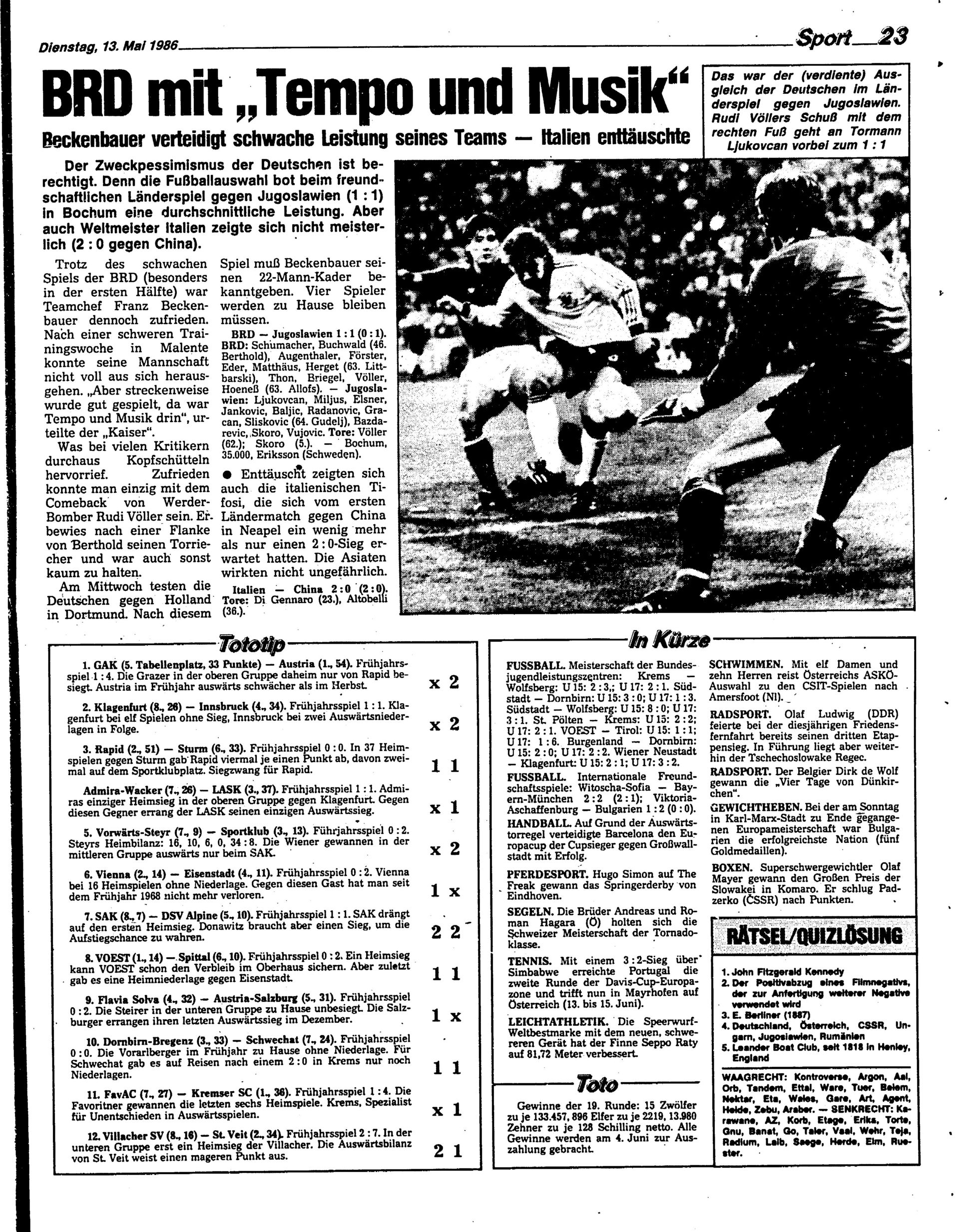 Ausgabe Di. 13.05.1986, Seite 23
