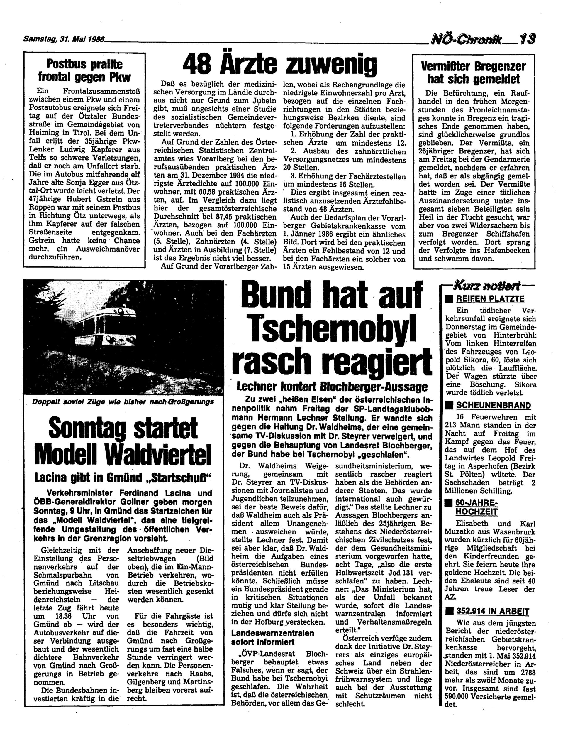 Ausgabe Sa. 31.05.1986, Seite 13