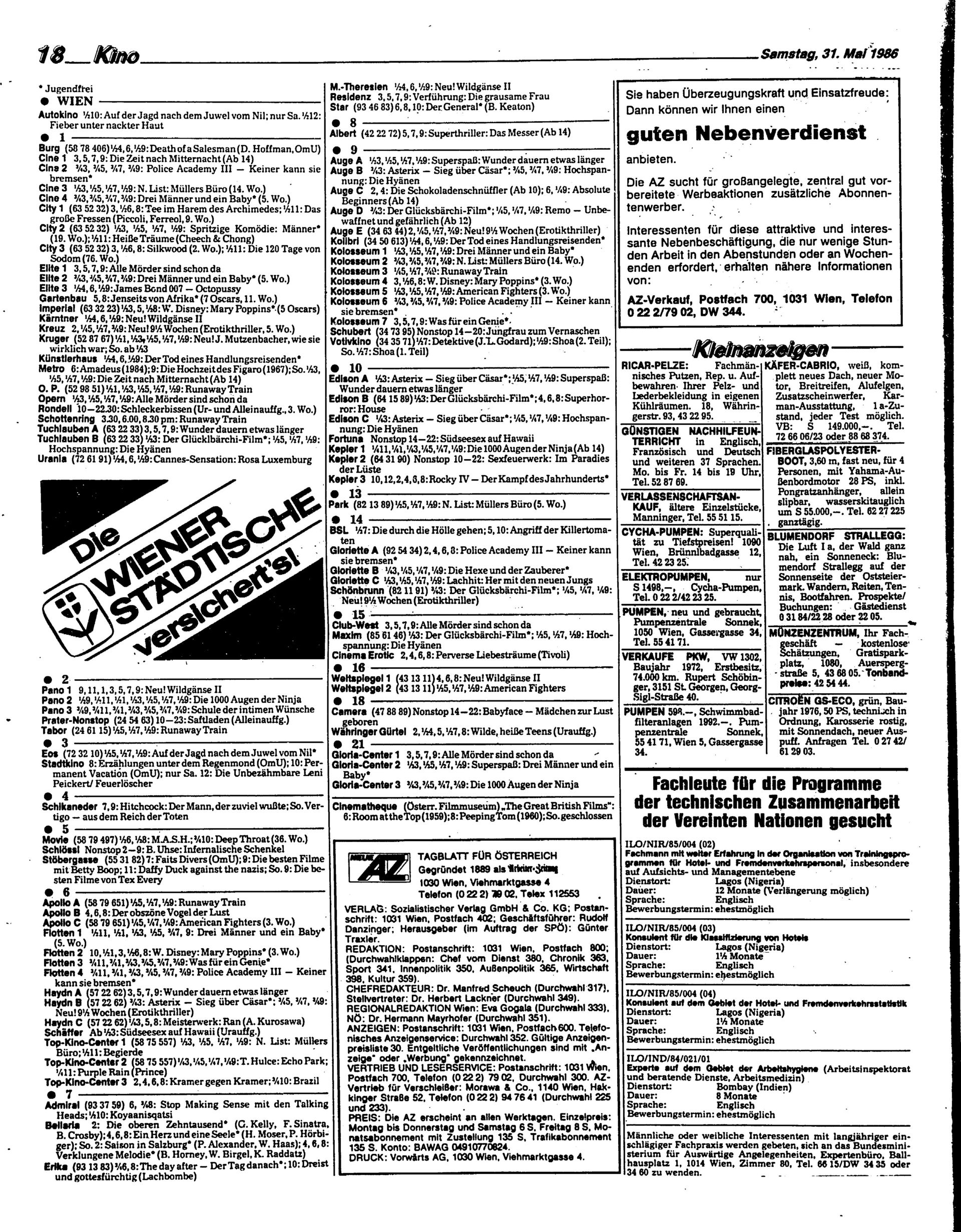 Ausgabe Sa. 31.05.1986, Seite 18