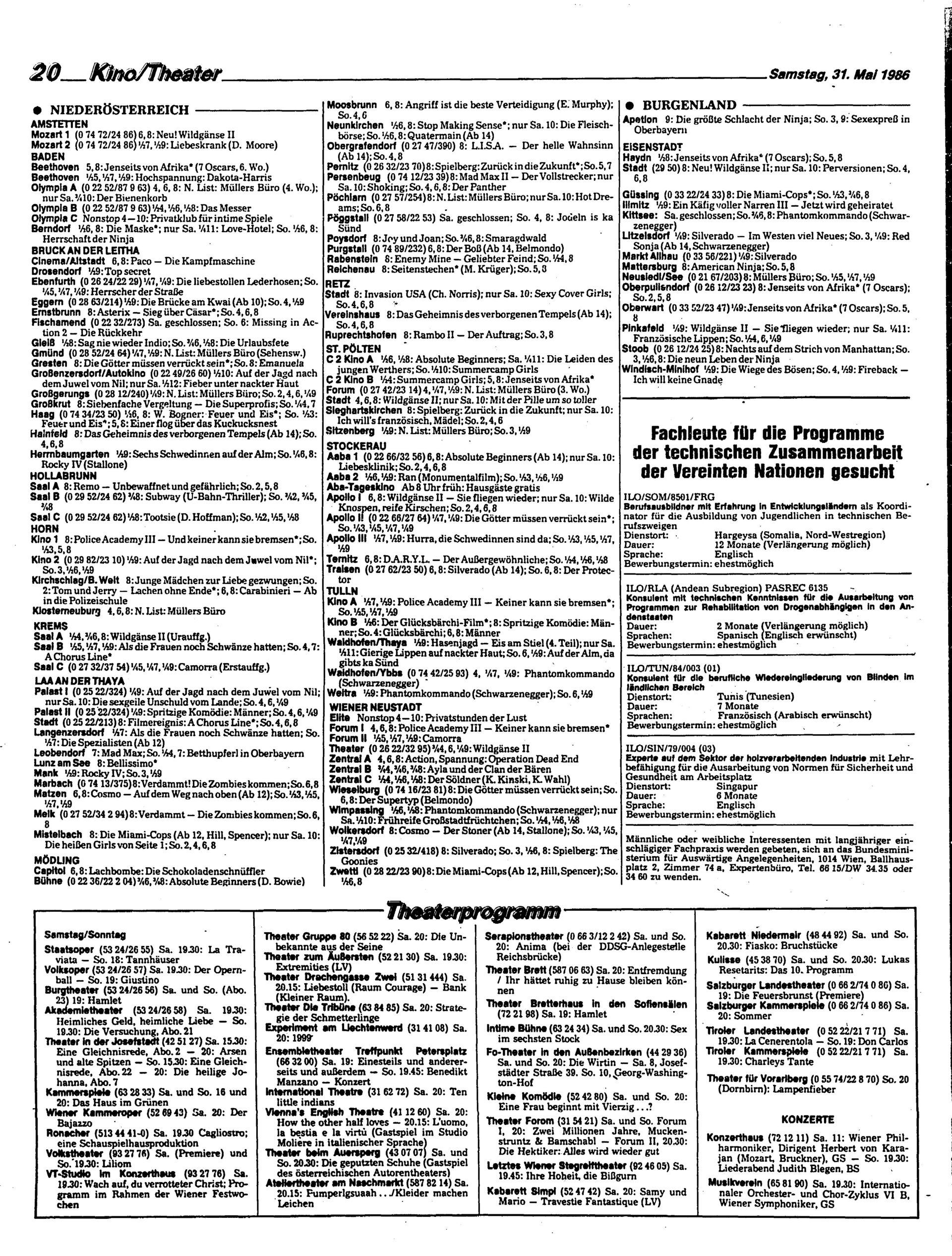 Ausgabe Sa. 31.05.1986, Seite 20
