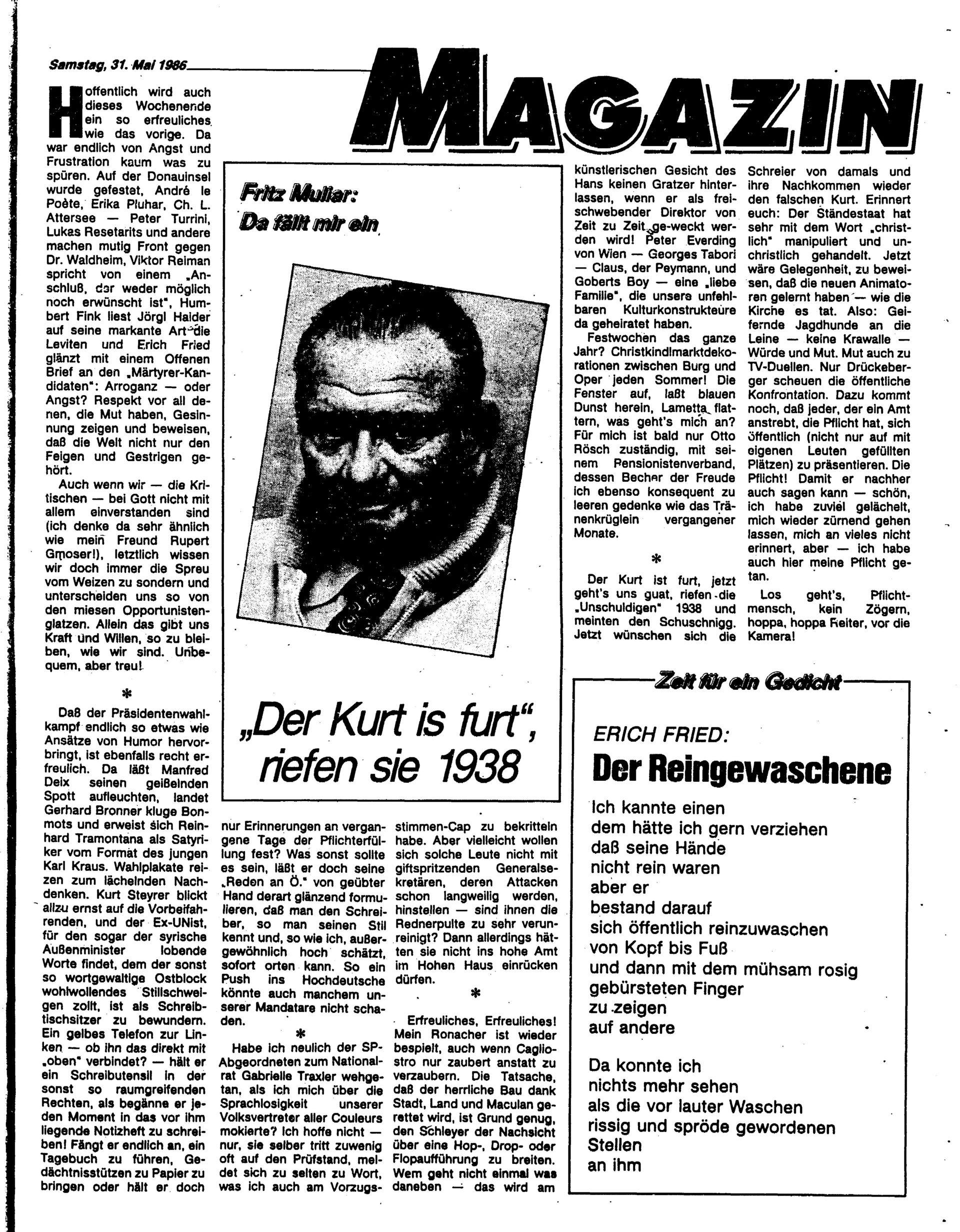 Ausgabe Sa. 31.05.1986, Seite 25