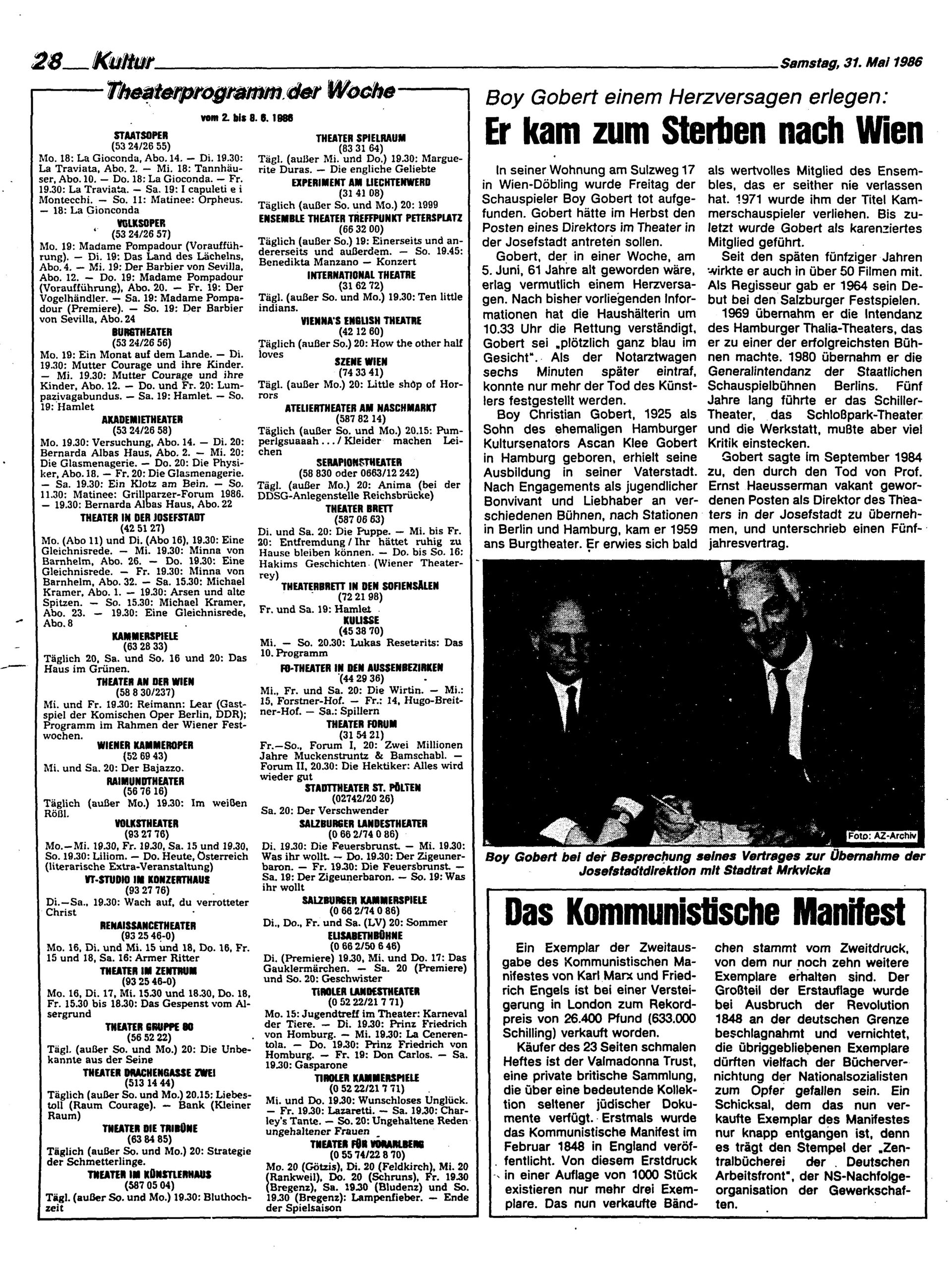 Ausgabe Sa. 31.05.1986, Seite 28
