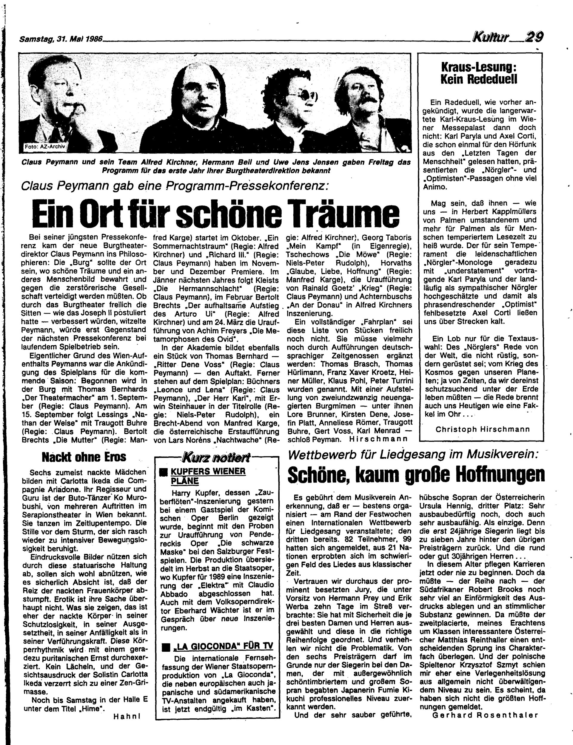 Ausgabe Sa. 31.05.1986, Seite 29