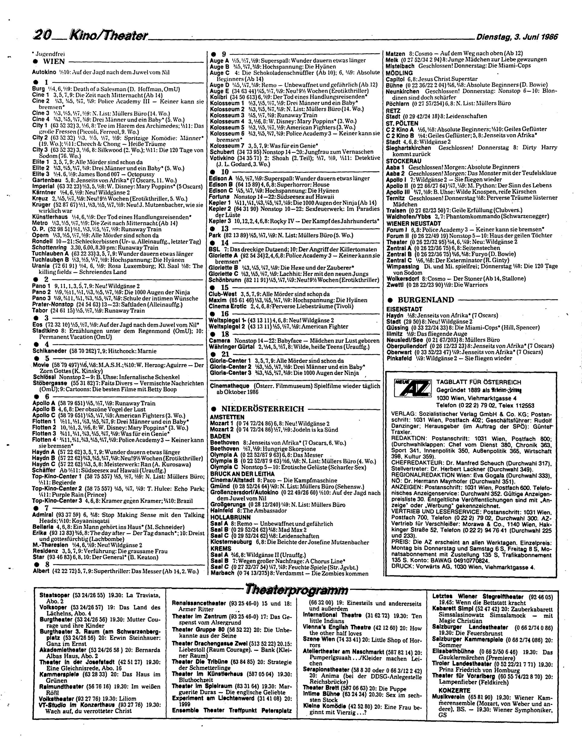 Ausgabe Di. 03.06.1986, Seite 20
