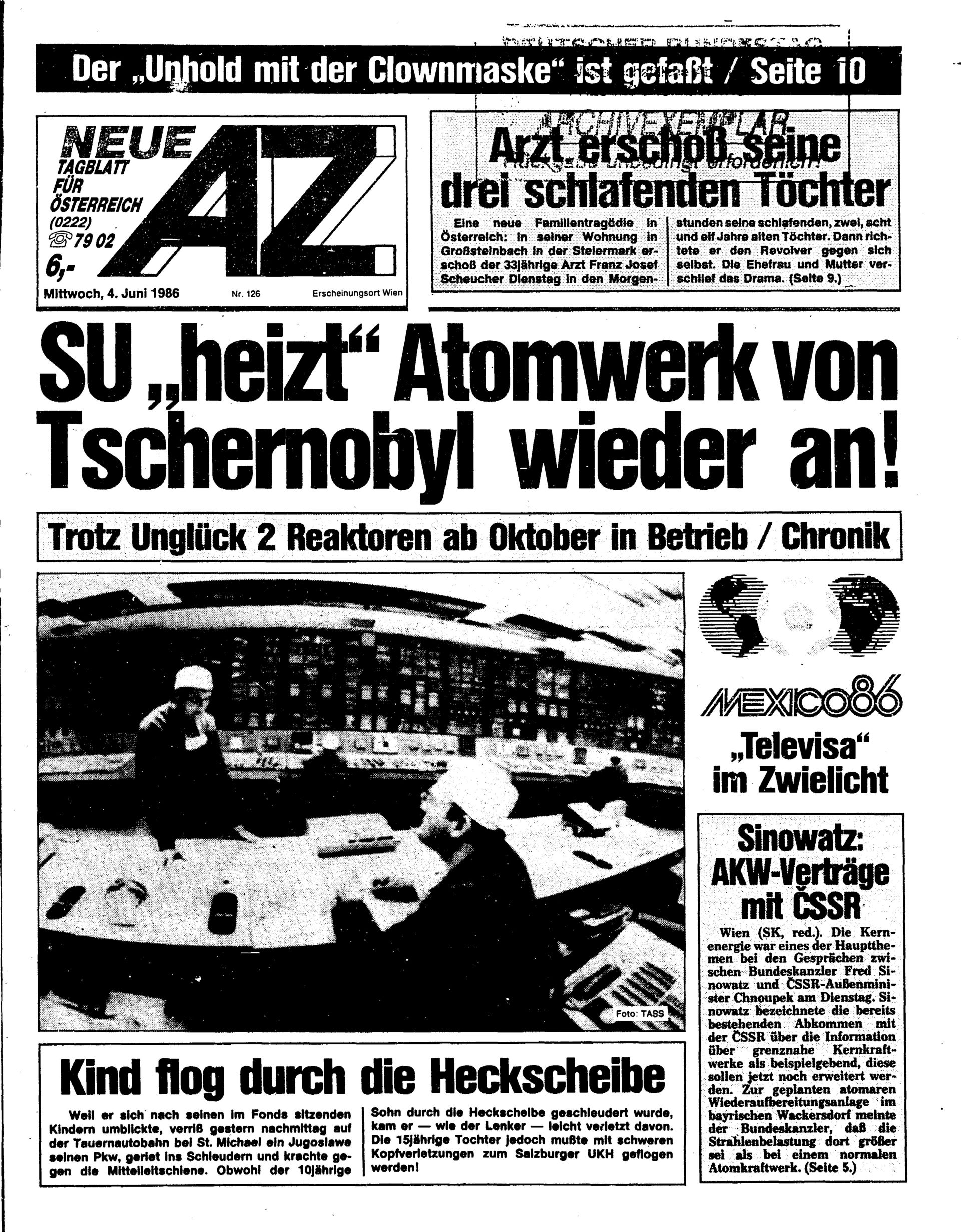 Ausgabe Mi. 04.06.1986, Seite 1
