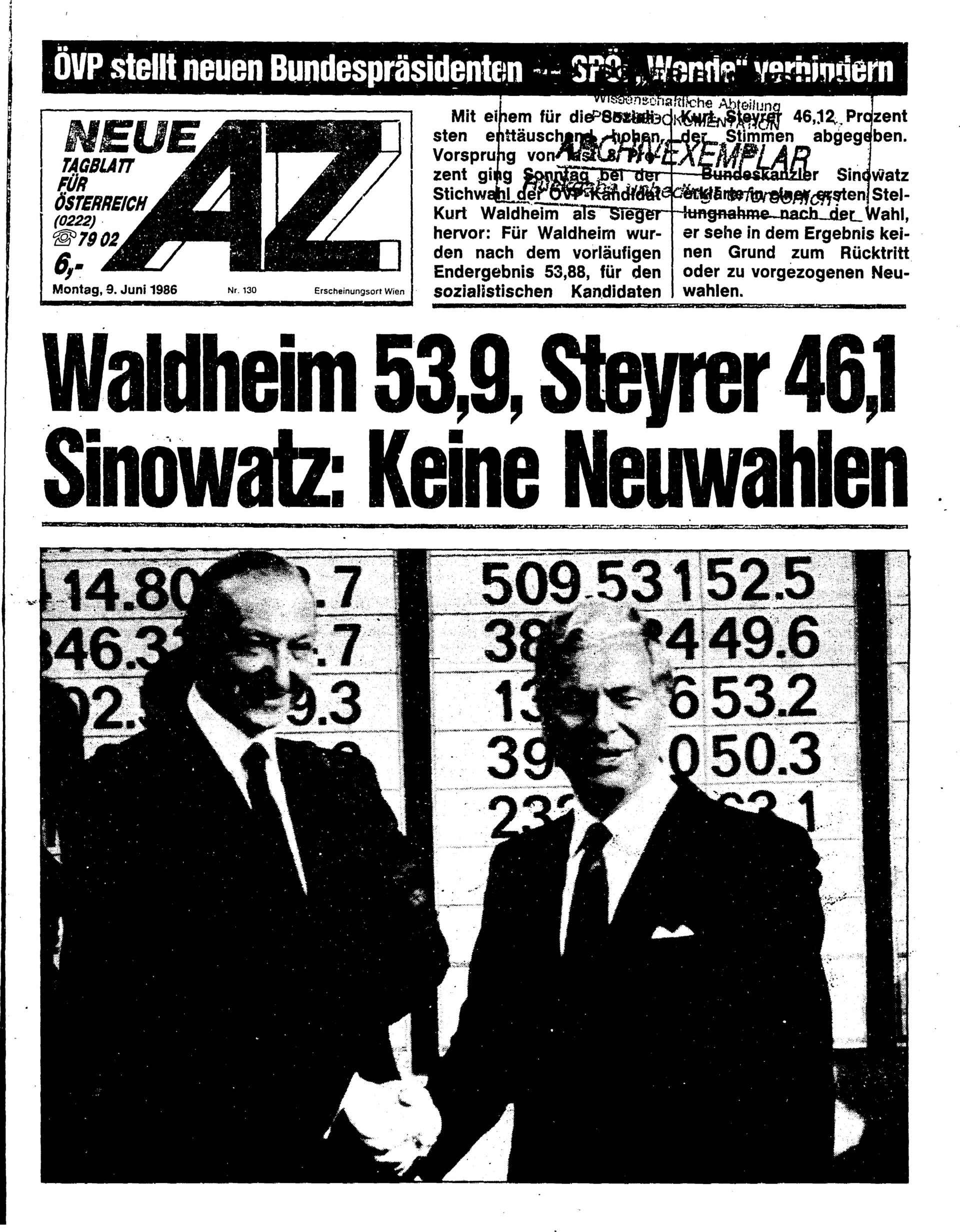 Ausgabe Mo. 09.06.1986, Seite 1