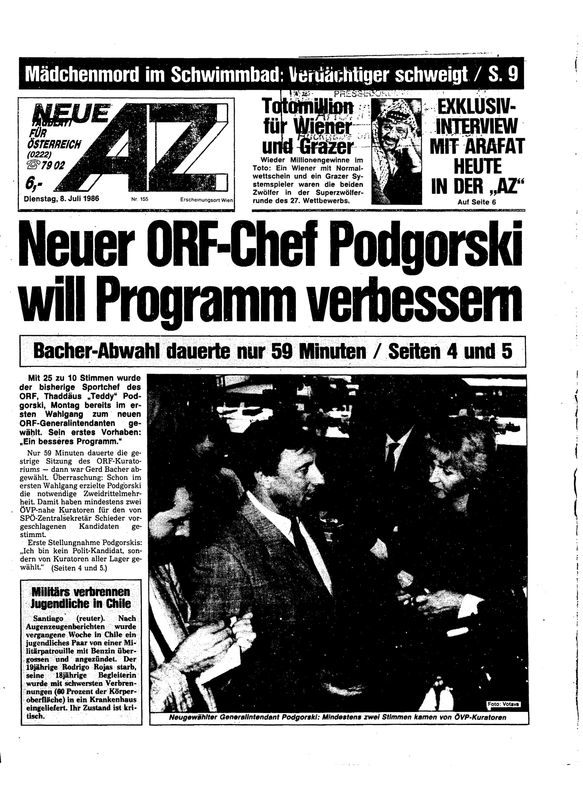 Ausgabe Di. 08.07.1986, Seite 1