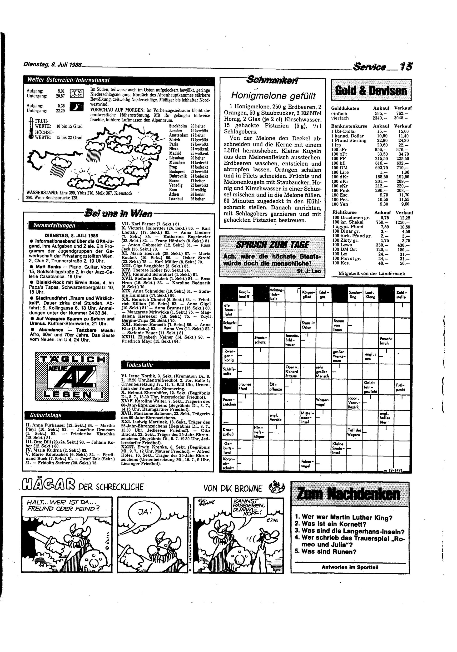 Ausgabe Di. 08.07.1986, Seite 15