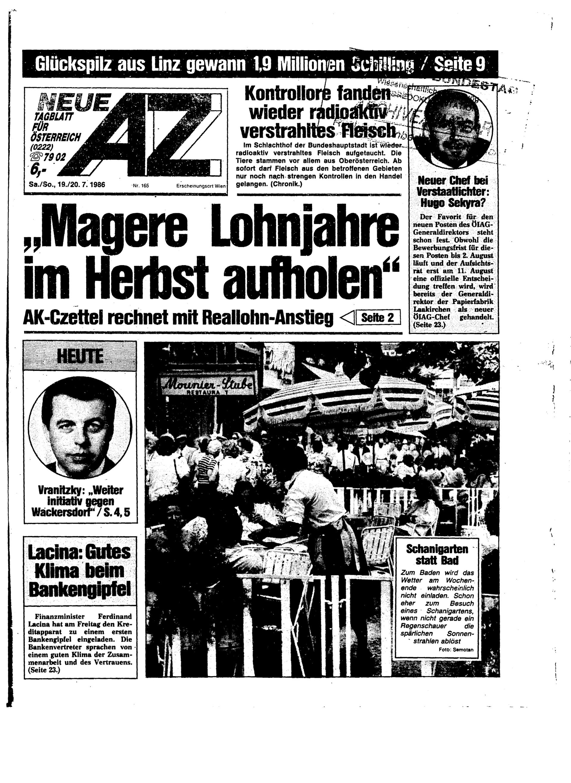 Ausgabe Sa. 19.07.1986, Seite 1