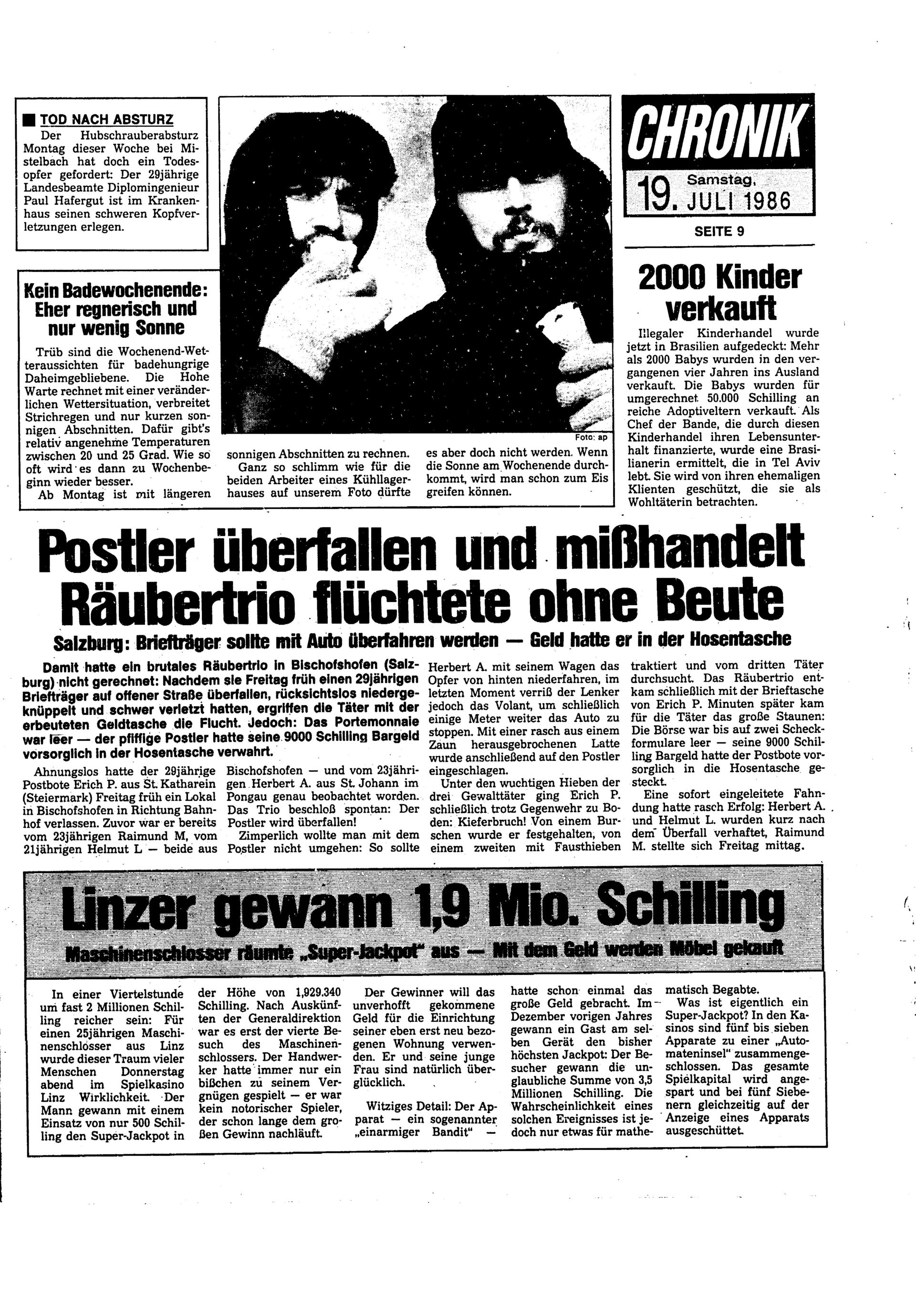 Ausgabe Sa. 19.07.1986, Seite 9