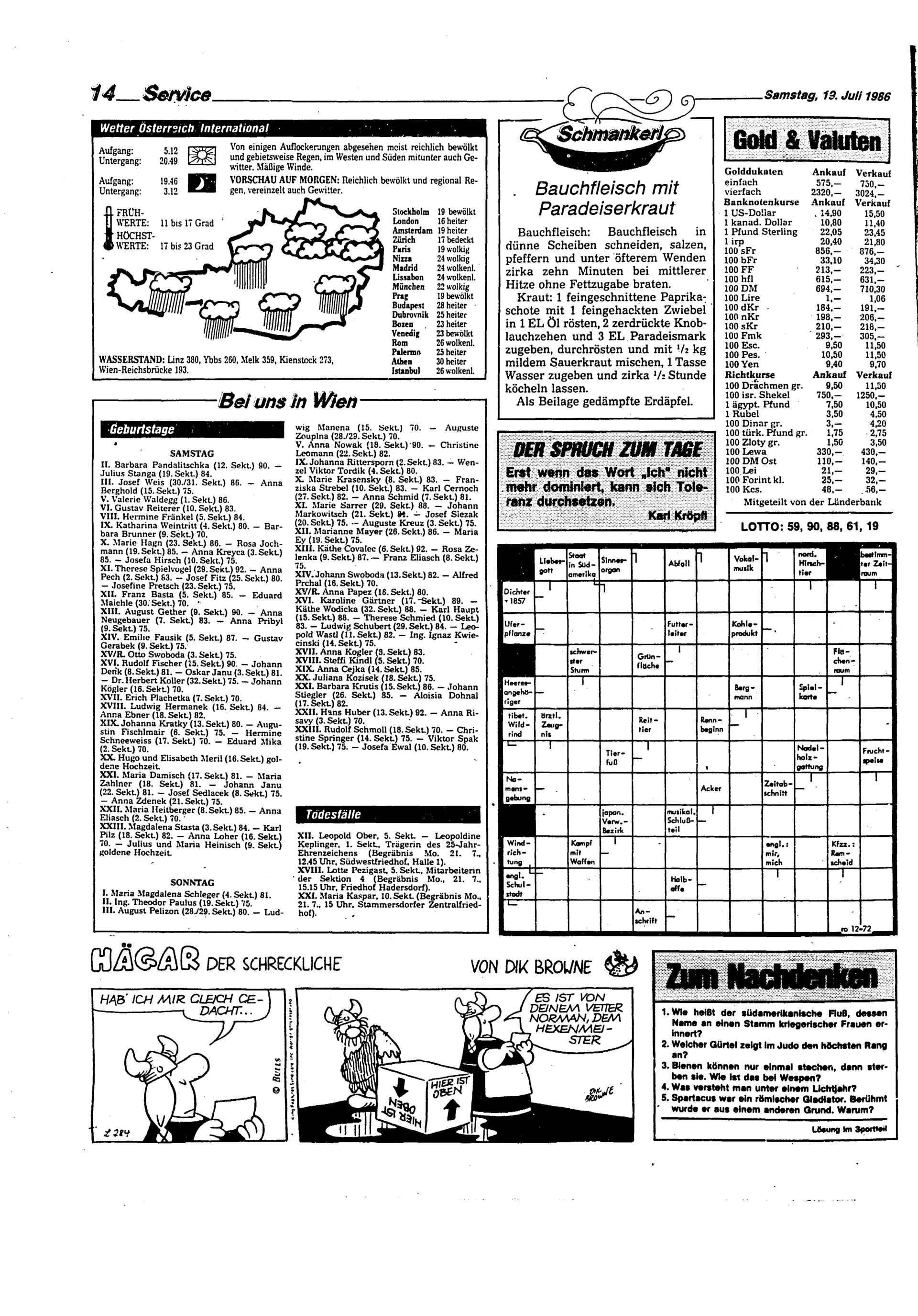 Ausgabe Sa. 19.07.1986, Seite 14