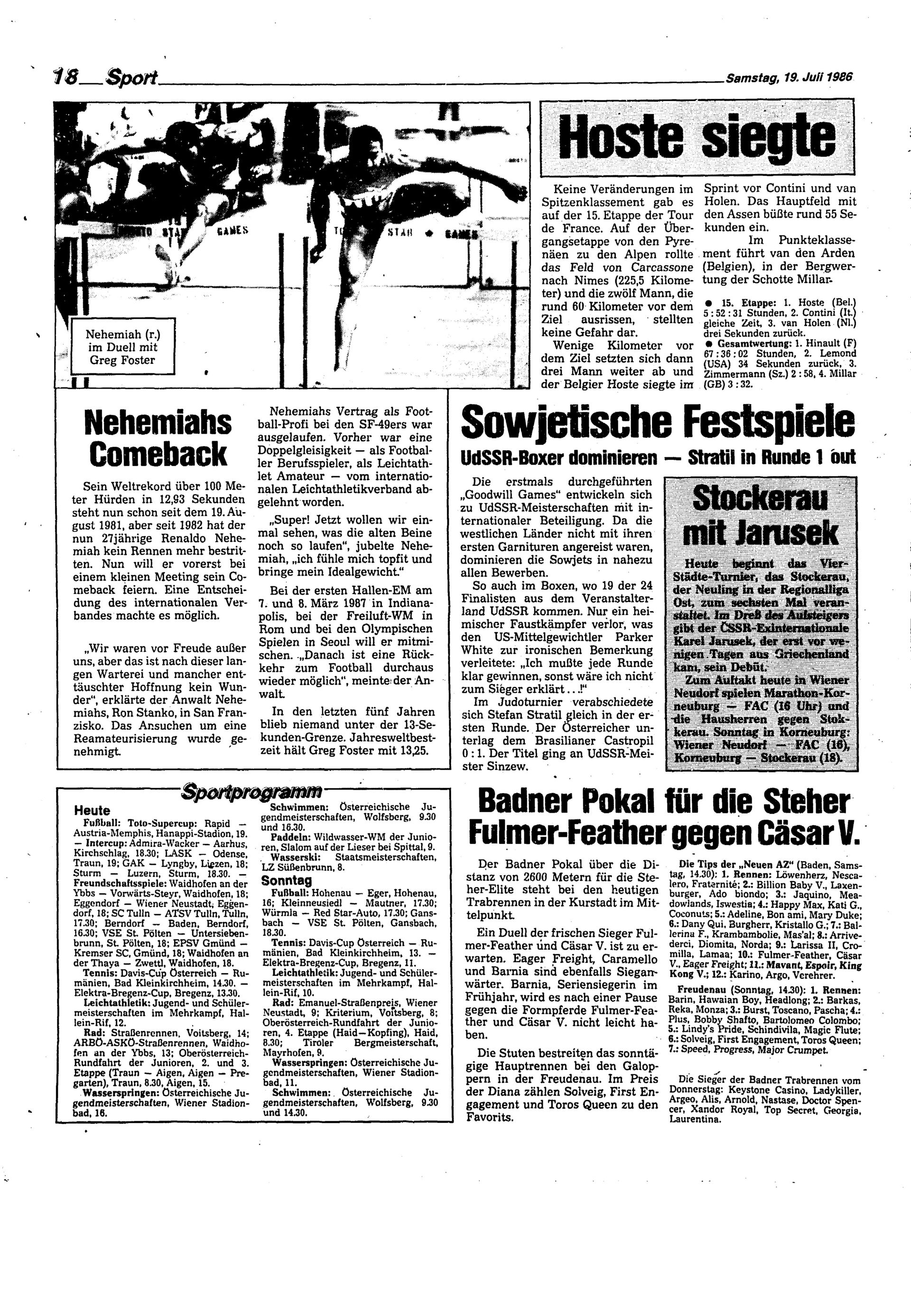 Ausgabe Sa. 19.07.1986, Seite 18