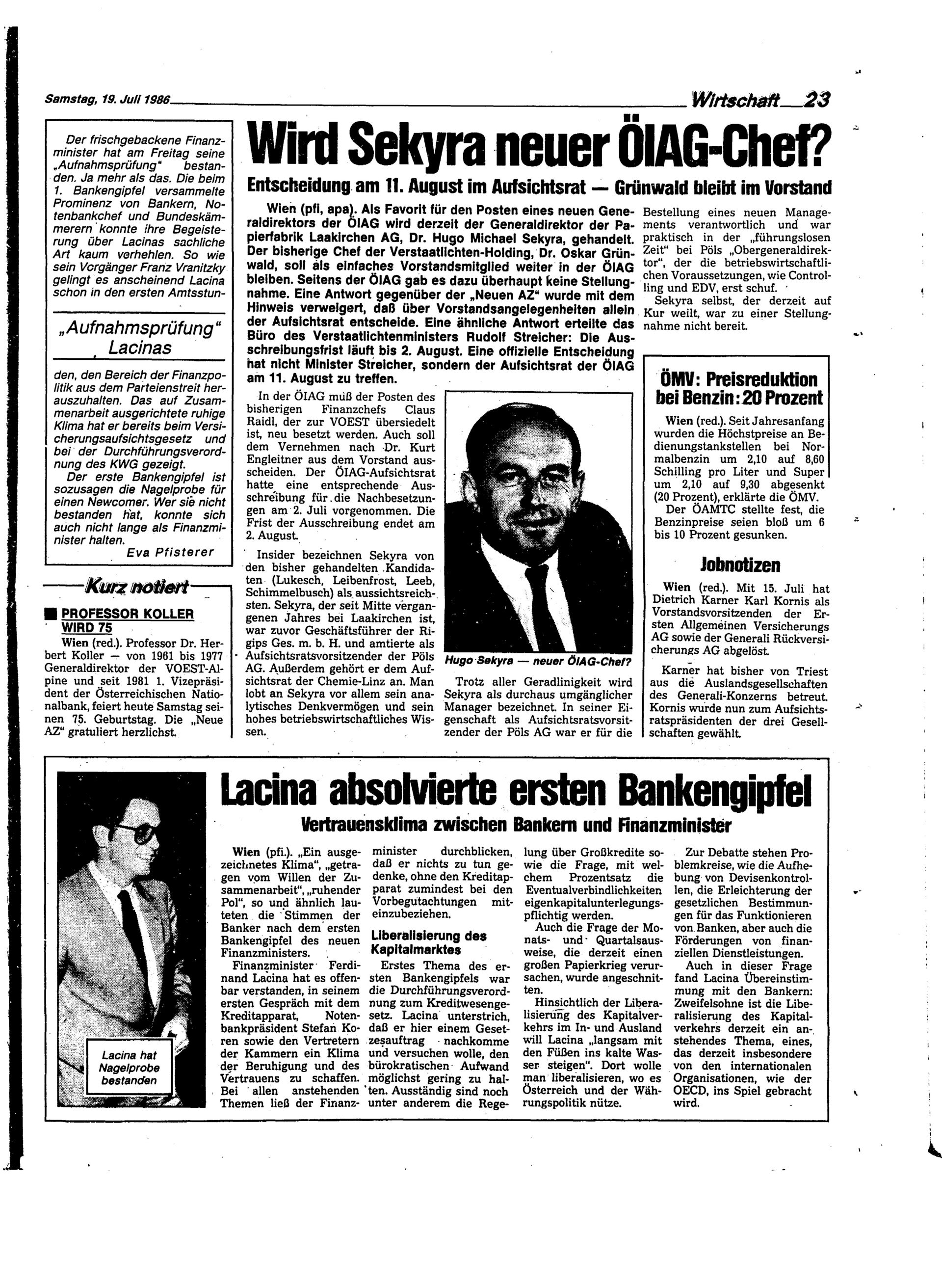 Ausgabe Sa. 19.07.1986, Seite 23