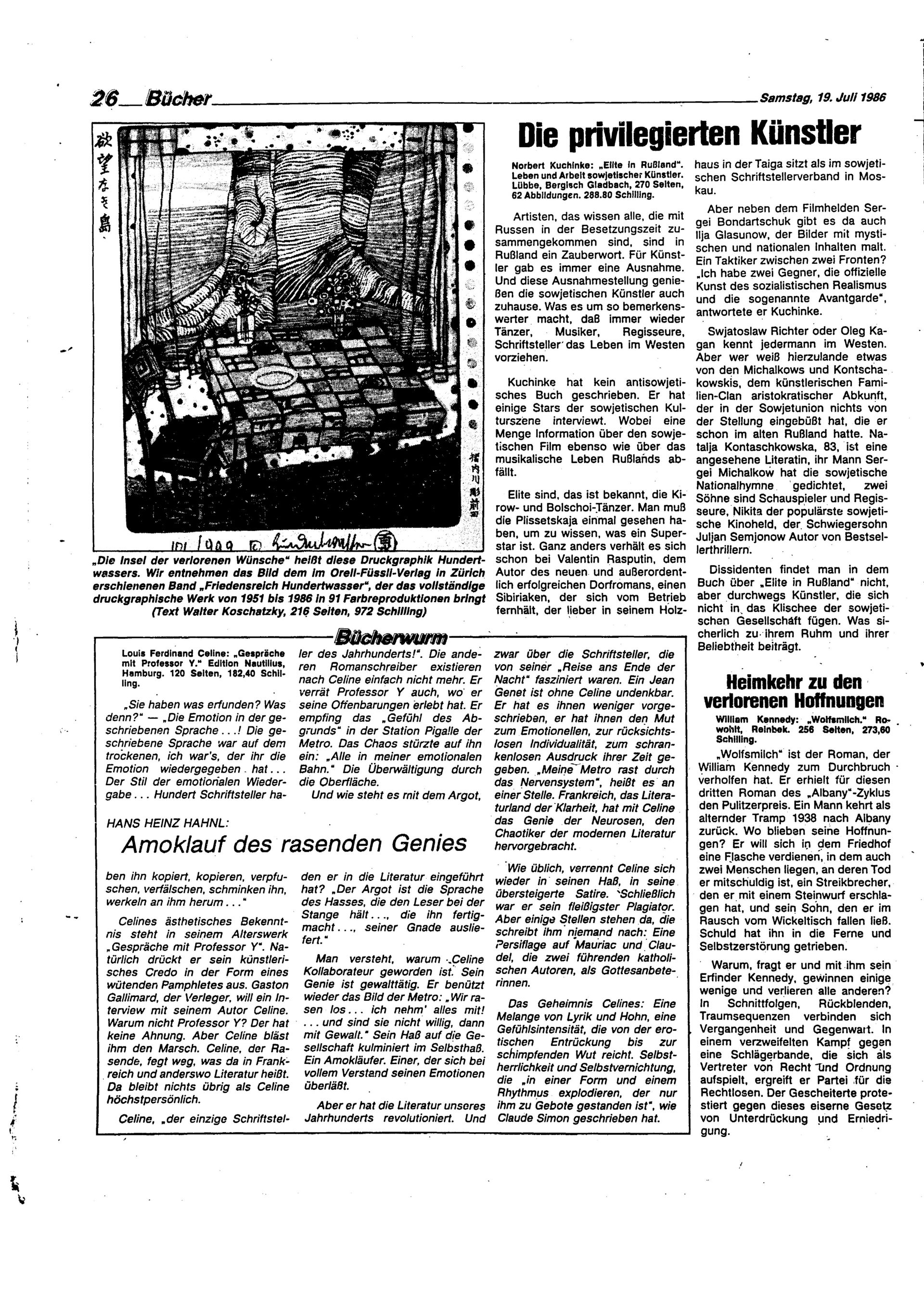 Ausgabe Sa. 19.07.1986, Seite 26
