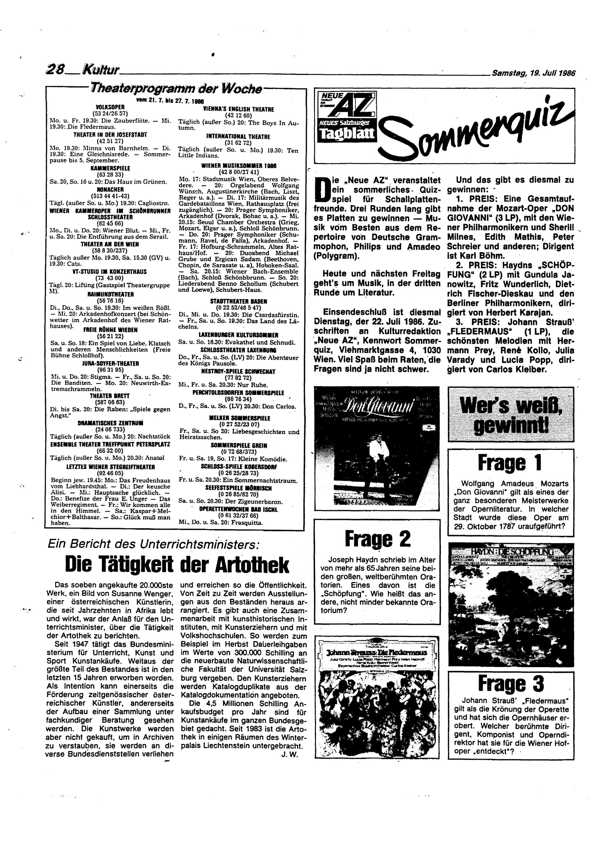 Ausgabe Sa. 19.07.1986, Seite 28