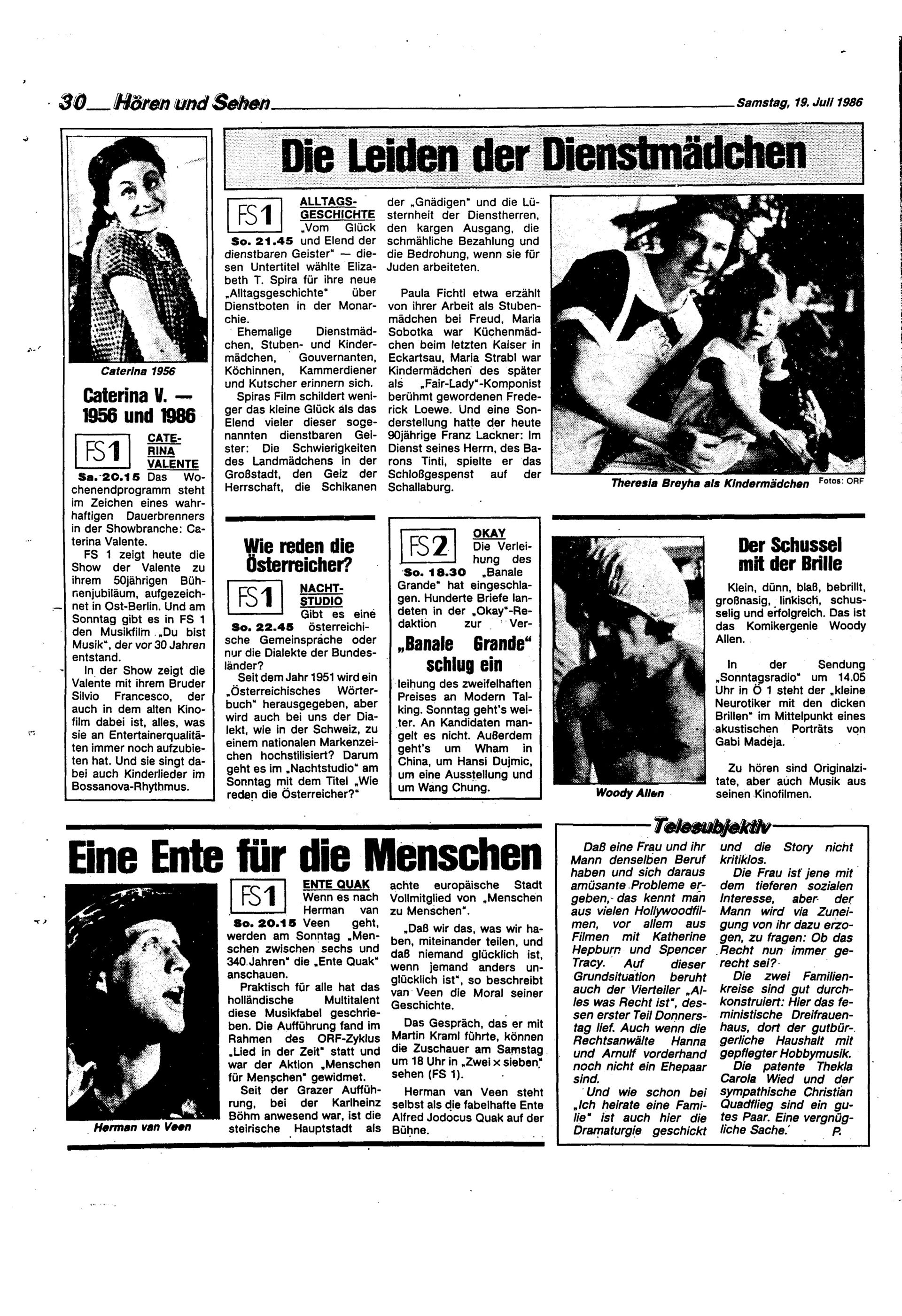 Ausgabe Sa. 19.07.1986, Seite 30