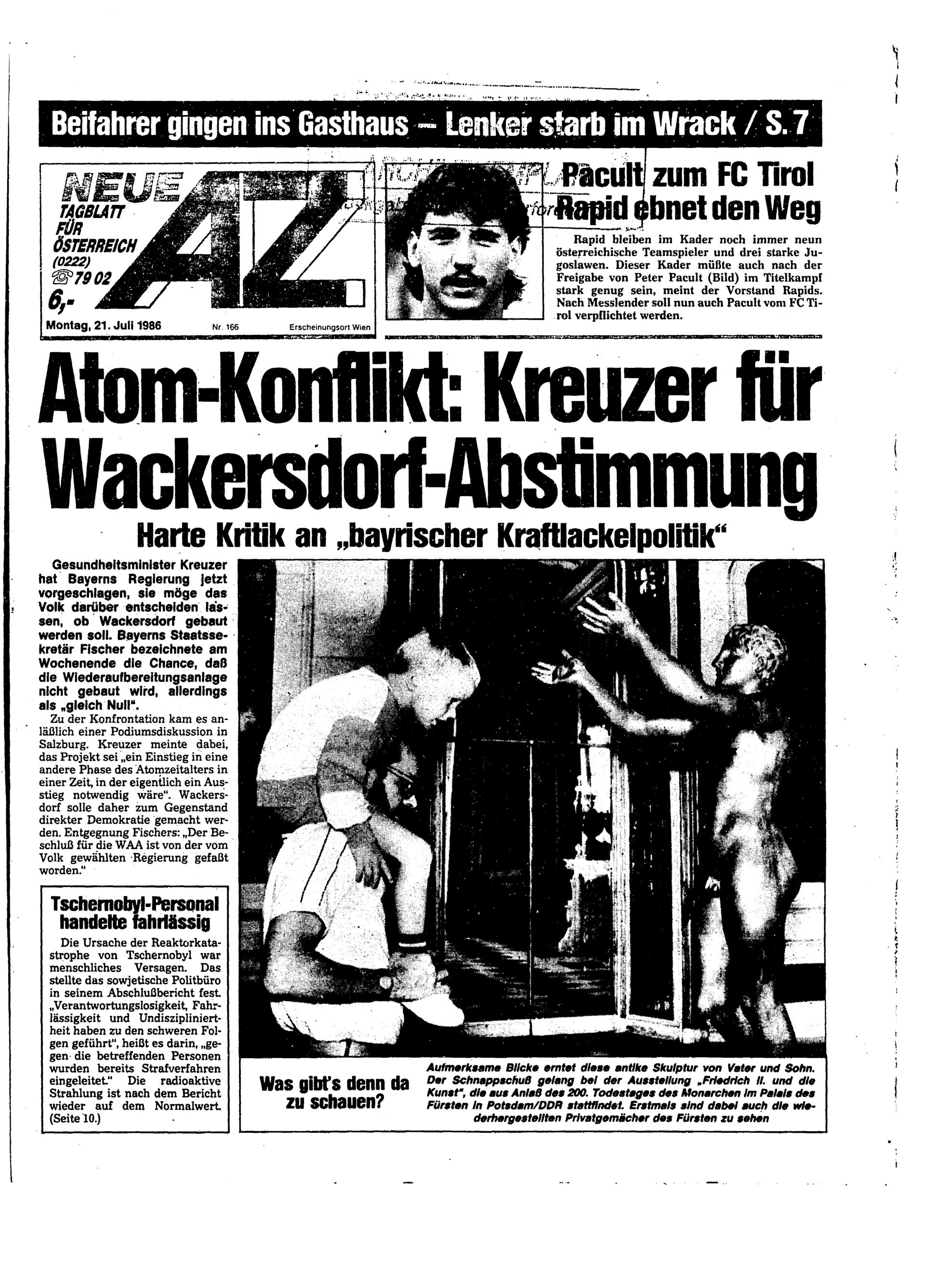 Ausgabe Mo. 21.07.1986, Seite 1