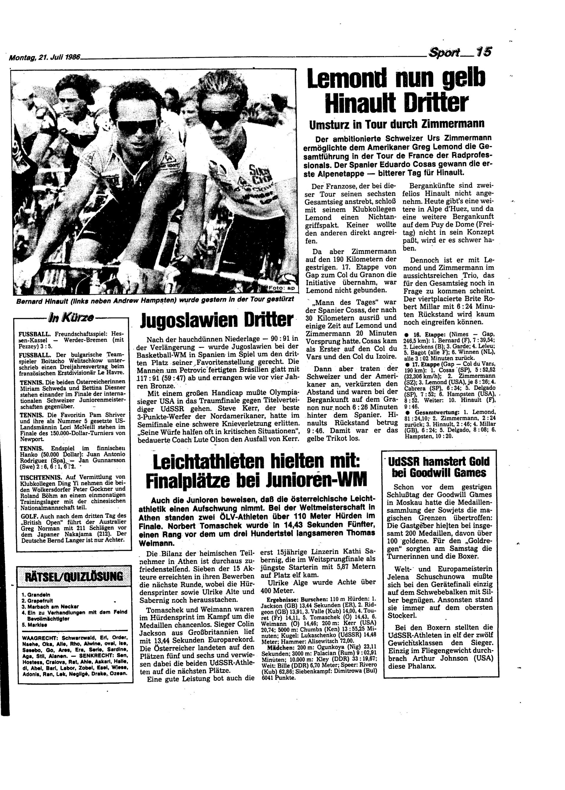 Ausgabe Mo. 21.07.1986, Seite 15