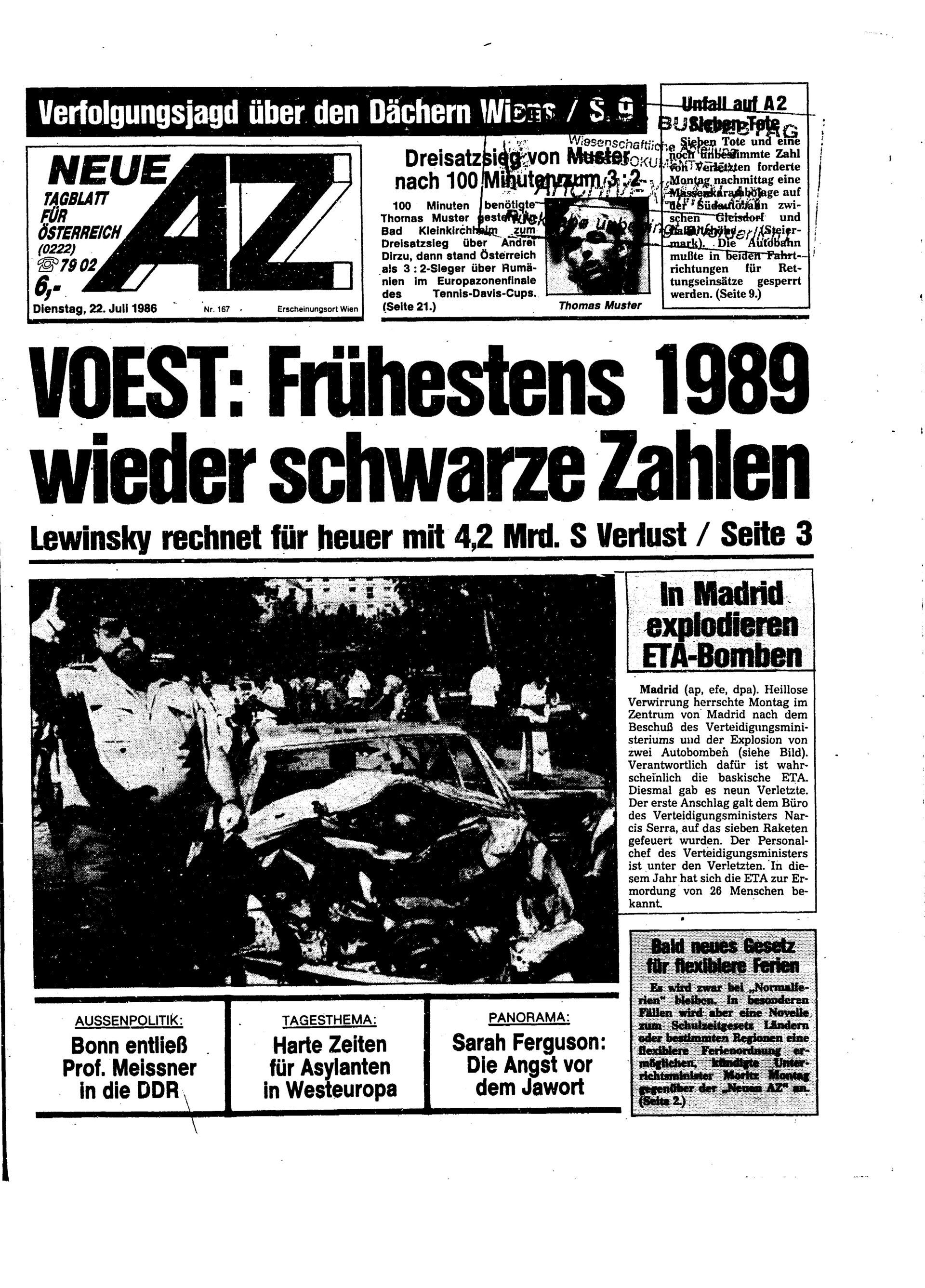 Ausgabe Di. 22.07.1986, Seite 1