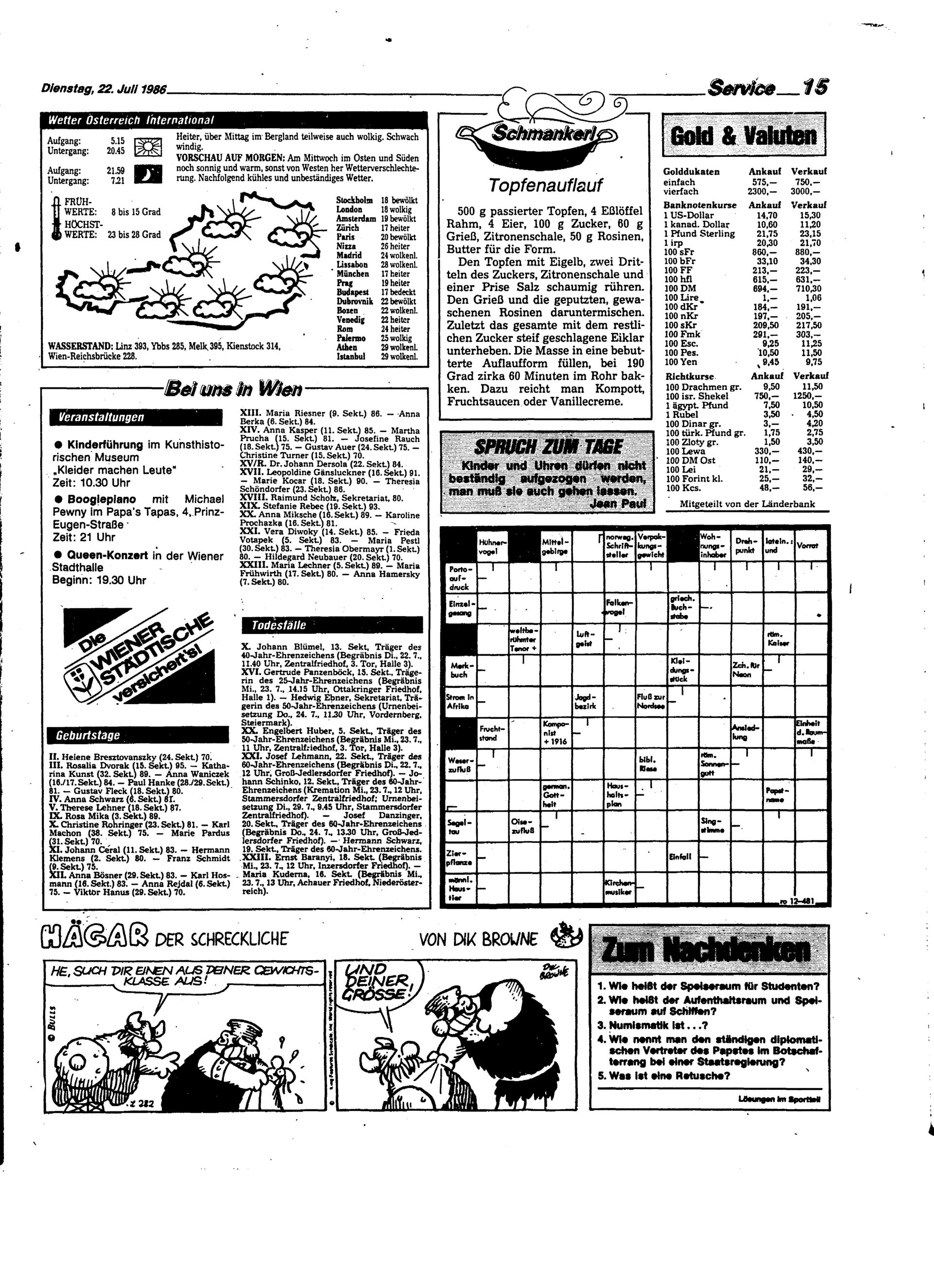 Ausgabe Di. 22.07.1986, Seite 15