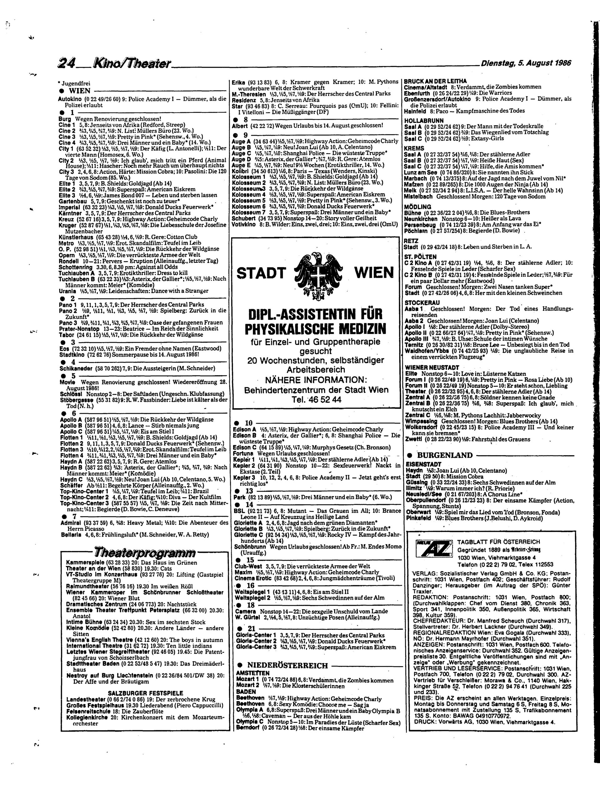 Ausgabe Di. 05.08.1986, Seite 24