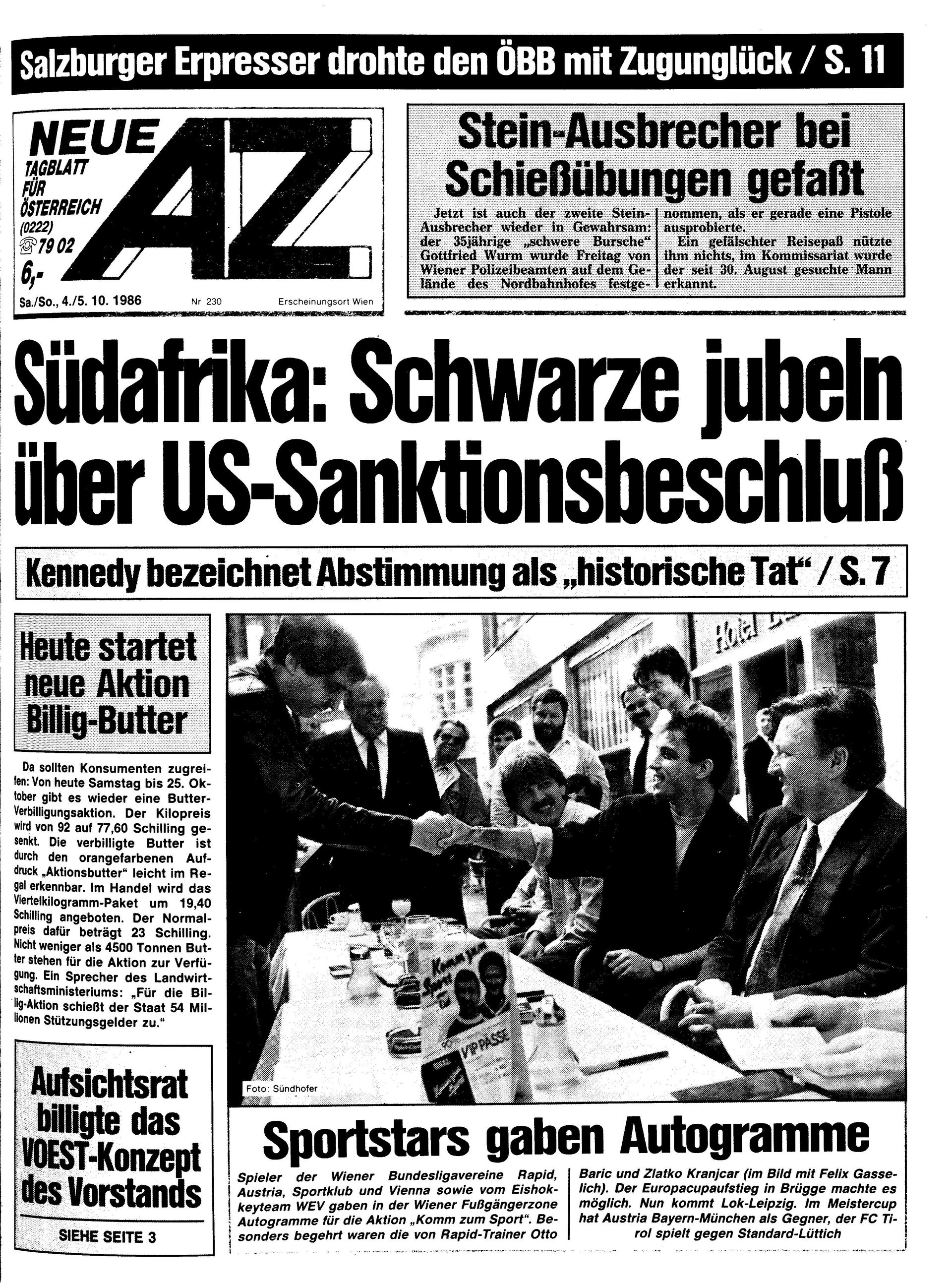 Ausgabe Sa. 04.10.1986, Seite 1