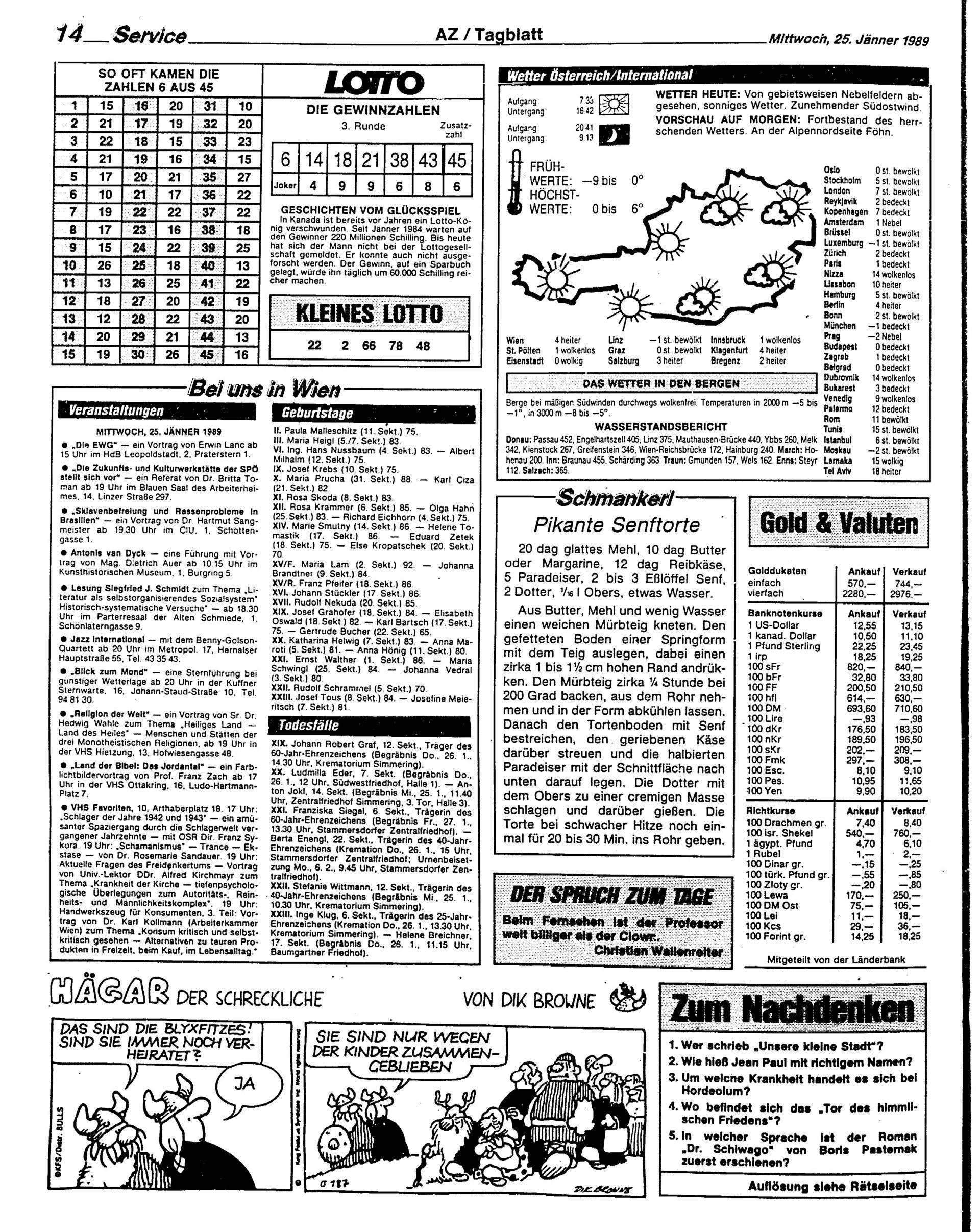 Ausgabe Mi. 25.01.1989, Seite 14