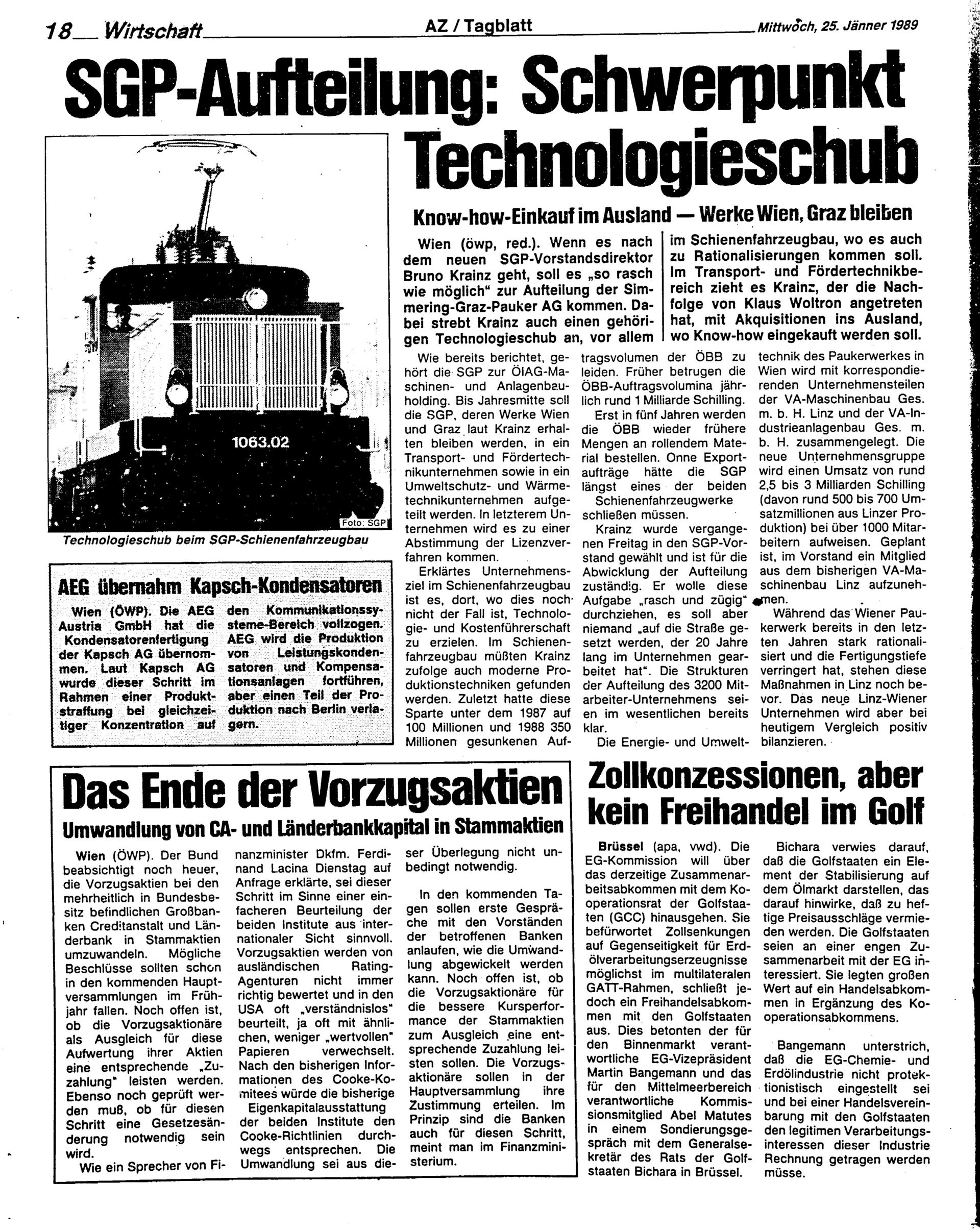 Ausgabe Mi. 25.01.1989, Seite 18