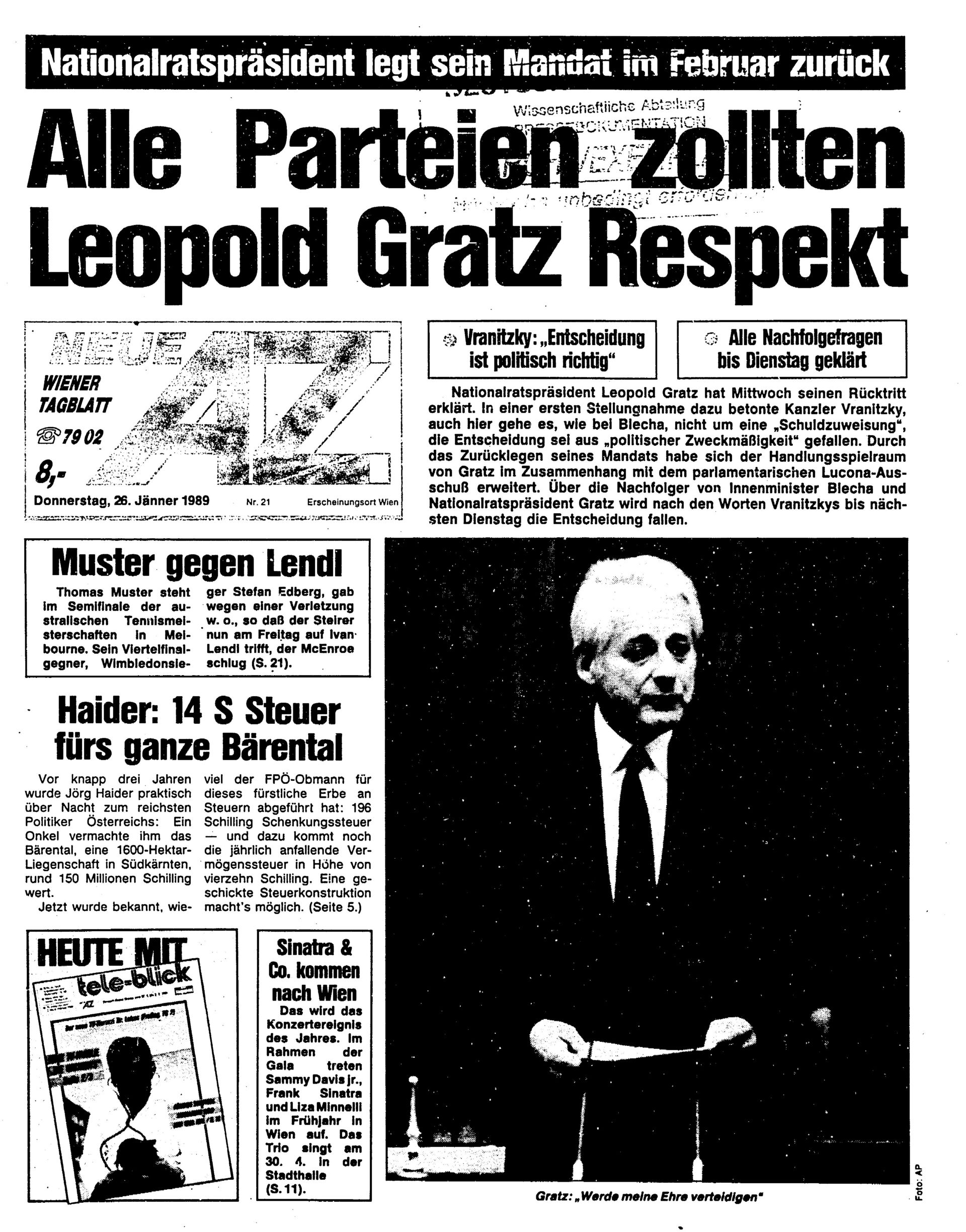 Ausgabe Do. 26.01.1989, Seite 1