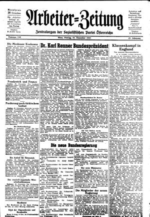 Ausgabe Fr. 21.12.1945, Seite 1