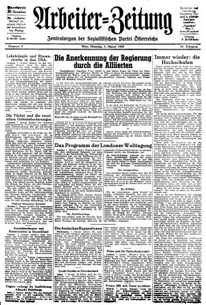 Ausgabe Di. 08.01.1946, Seite 1